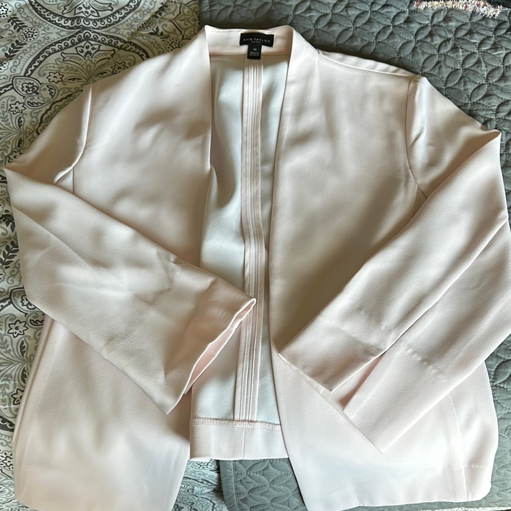 Ann Taylor Pink Blazer Structured Open-Front